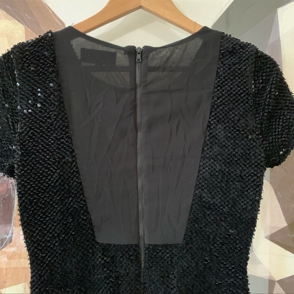 Black Sam Edelman Velvet Sequin Sheath Dress - Size 4 - Picture 6 of 6